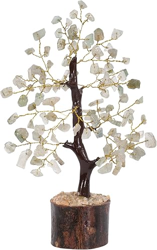 Miniatura 8 de NARIBABU Árbol de cristal de aventurina verde (7 a 8 pulgadas, 100 fichas) – Árbol de piedras preciosas hecho a mano con piedras crudas y alambre