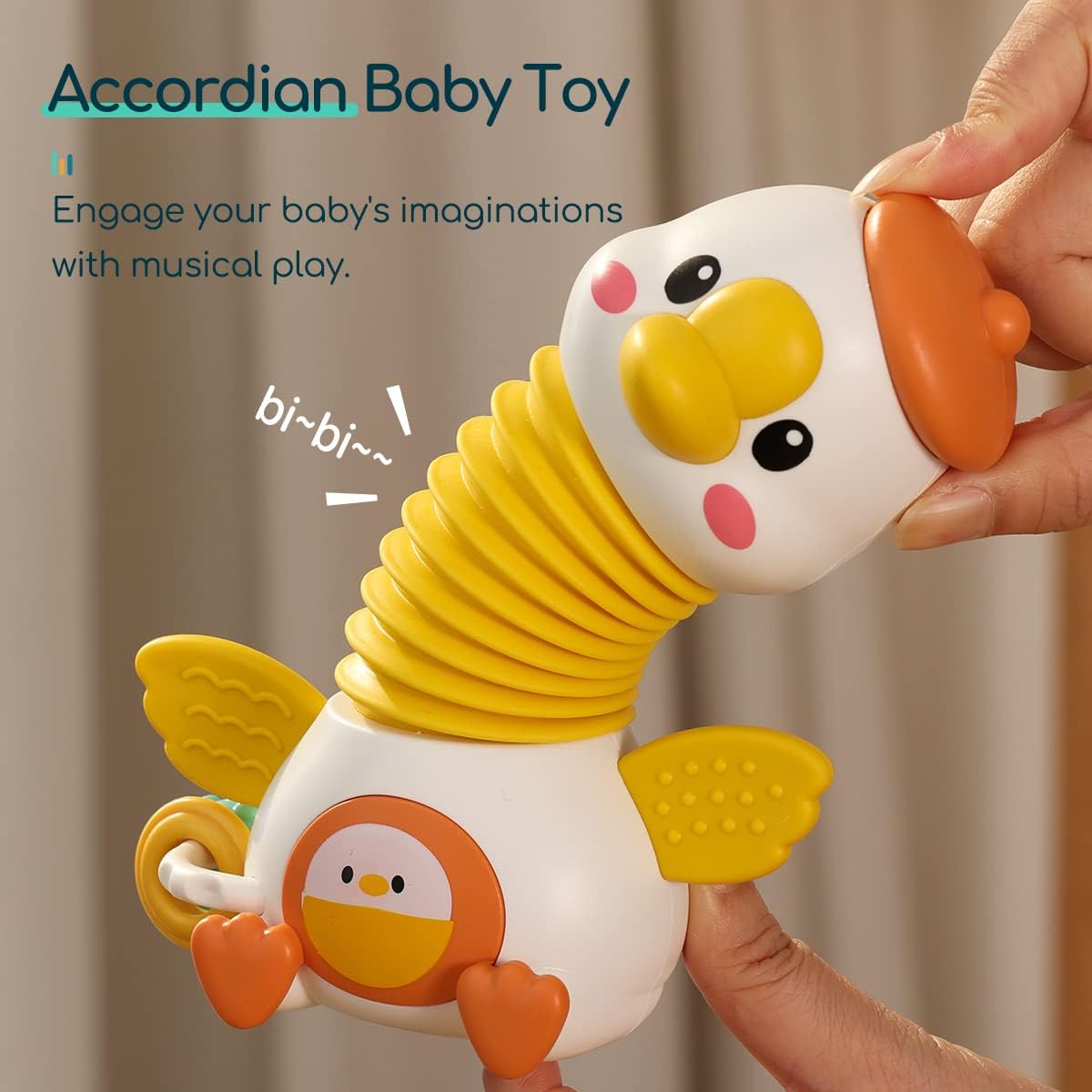 RUZARTH Goosey Giggles Baby Rattle Toy with Suction Cup - Musical Spinner Sensory Toy for High Chair & Table, Montessori Learning Toy for Babies 6-18 Months, Infant Activity Toy Best Gift for Kids 4