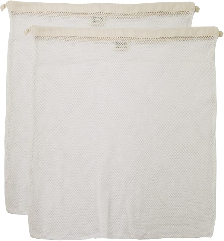 Bolsa para la colada de malla de algodón orgánico – Paquete de 2 extragrandes | Protege suéteres, chaquetas y sudaderas con capucha • Certificado GOTS • Libre de microplásticos