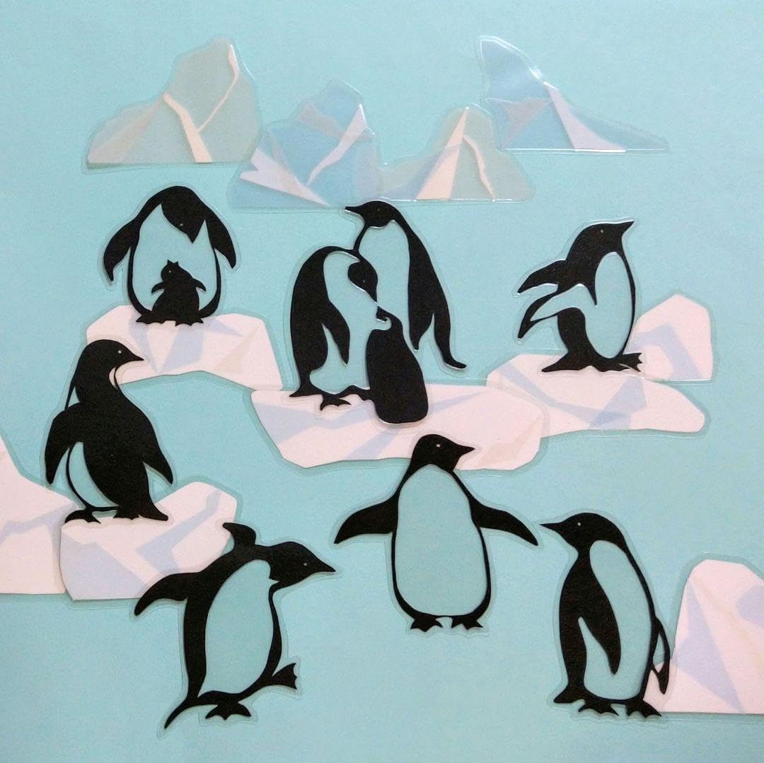 ポップアップ切り絵「ペンギン合コン」 Amazon.co.jp: 夏の壁面飾り8月(切り絵)『ペンギン』シンプルモノクロ