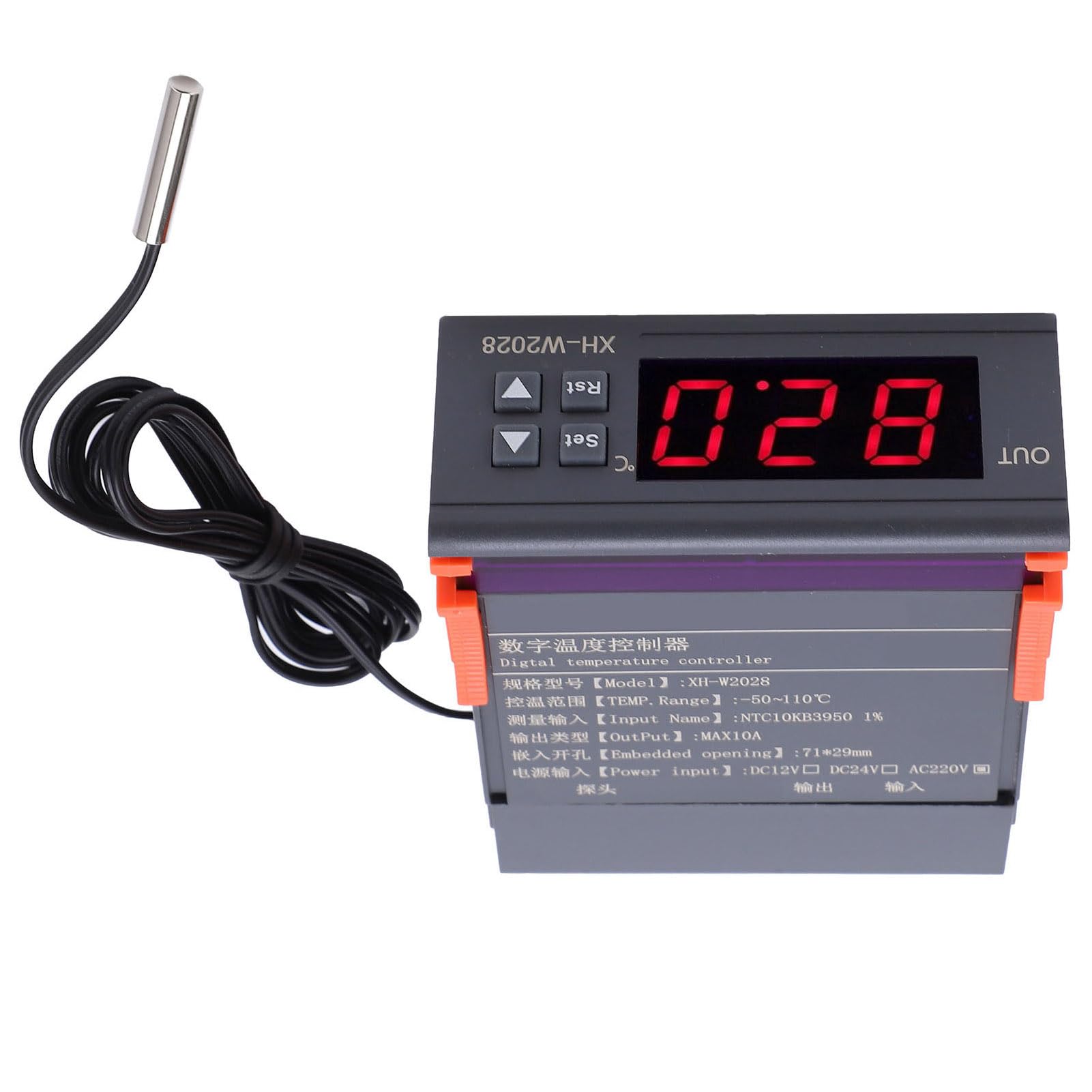 Termoregolatore digitale Termostato accurato per frigorifero e congelatore ABS fai-da-te nero (AC220V)