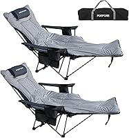 Vista 13 de Reclining Camping Chair with Removable Footrest Lounge Chair with Headrest, Cotton Cushion, Portable Adjustable Folding Chairs