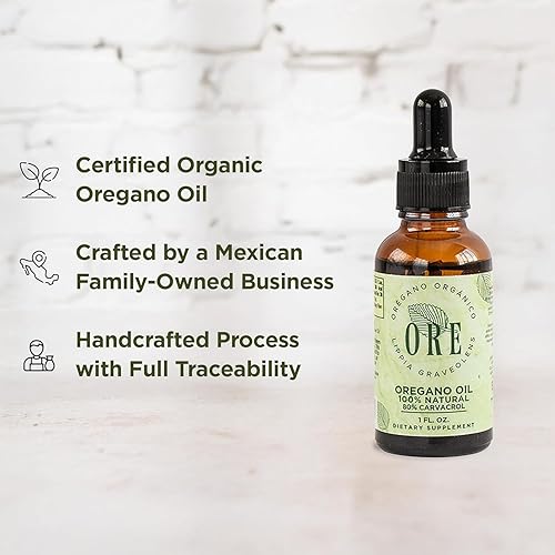 Miniatura 8 de ORE Gotas de Aceite de Orégano Mexicano 1 oz | 80% Carvacrol | Extracto Herbal Silvestre para Apoyo Inmunológico y Respiratorio | Suplemento Líquido