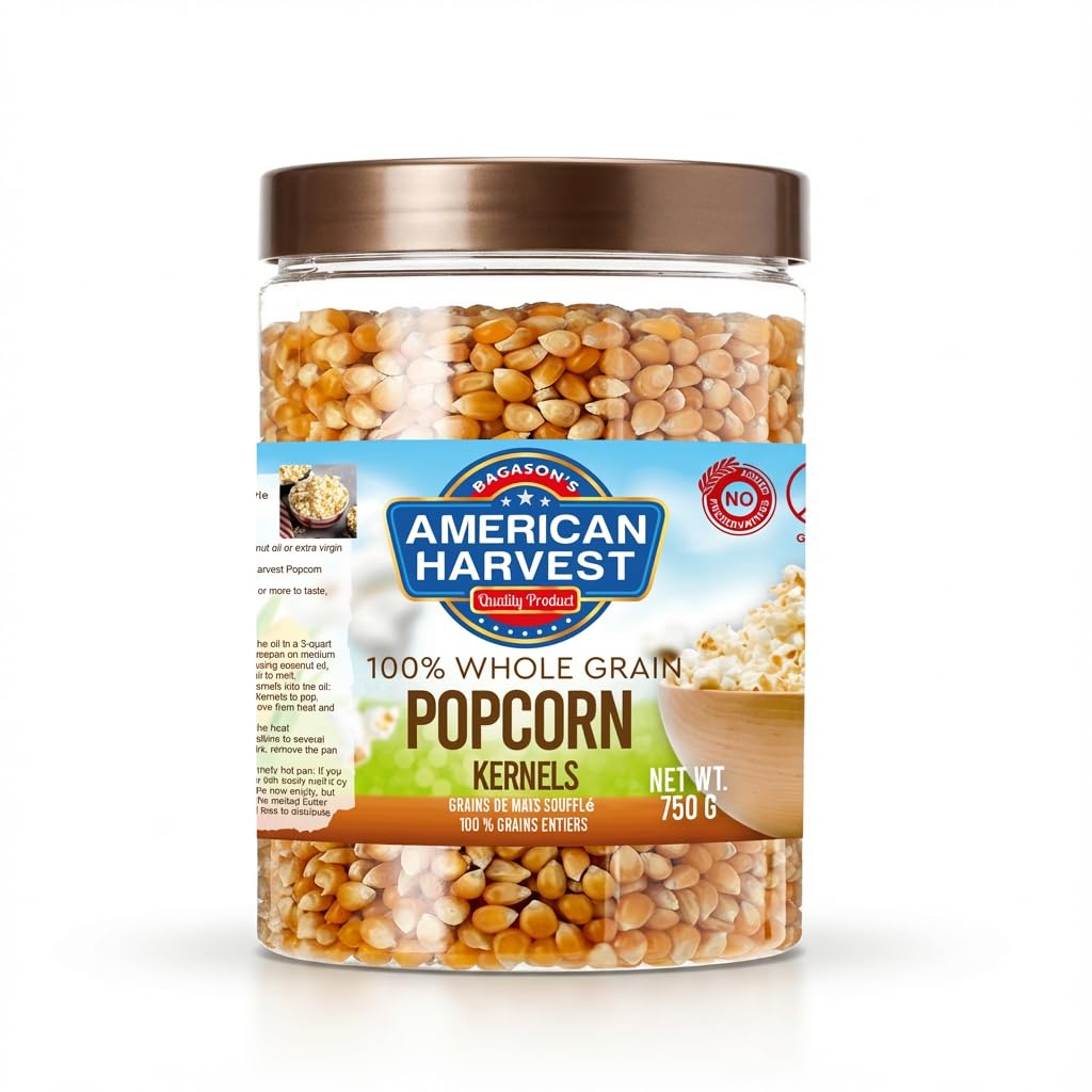 Yellow Popcorn Kernels 750g | 100% Whole Grain | Gluten Free | Gourmet Popping Corn | Ideal for Stovetop & Popcorn Makers