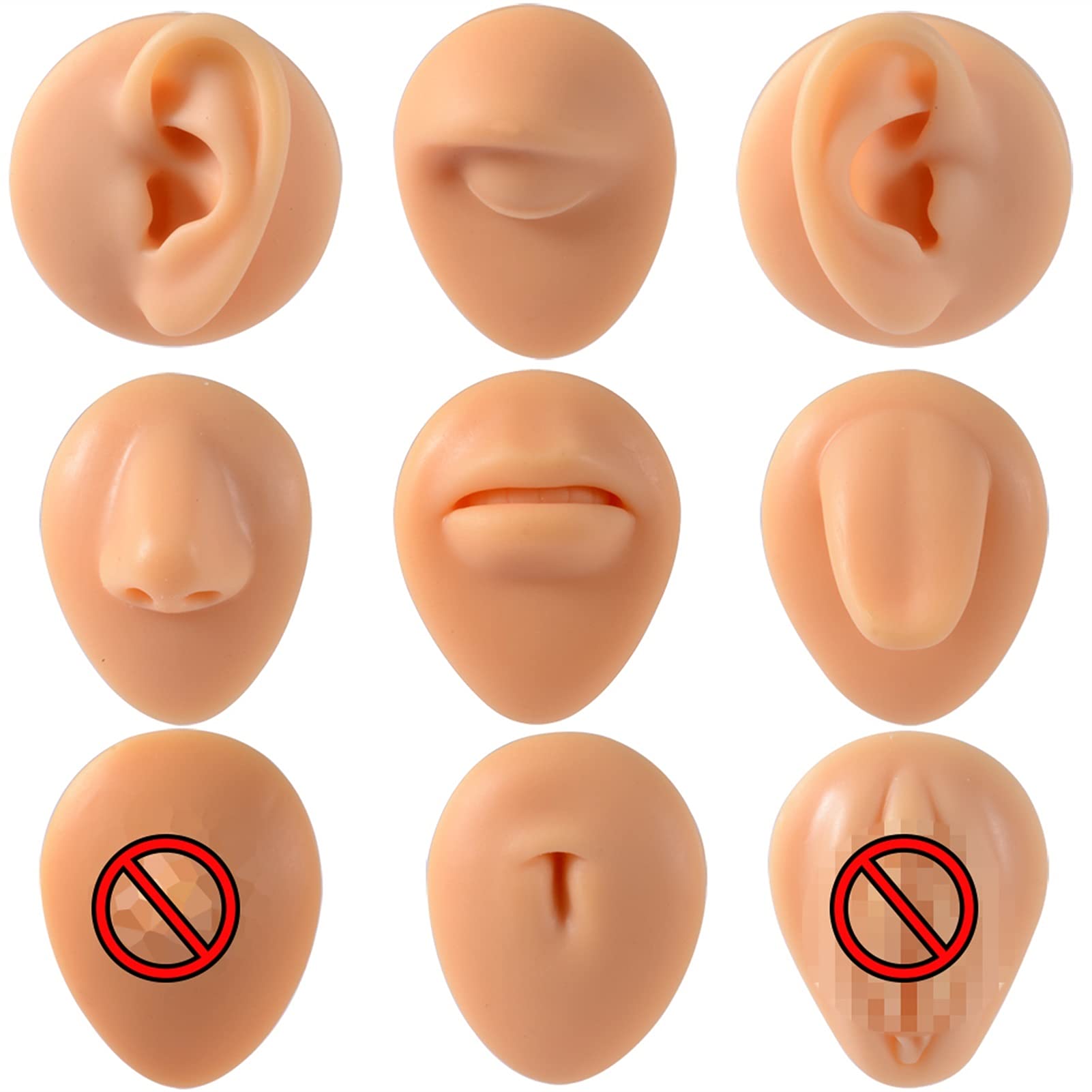 9 stücke Silikonkörper Modell Professionelle Praxis Piercing-Werkzeuge Ohrringe Ohrstecker Display Kann wiederverwendet Großhandel J-Ewelry 1: 1 (Farbe : 9 Pieces per Set)