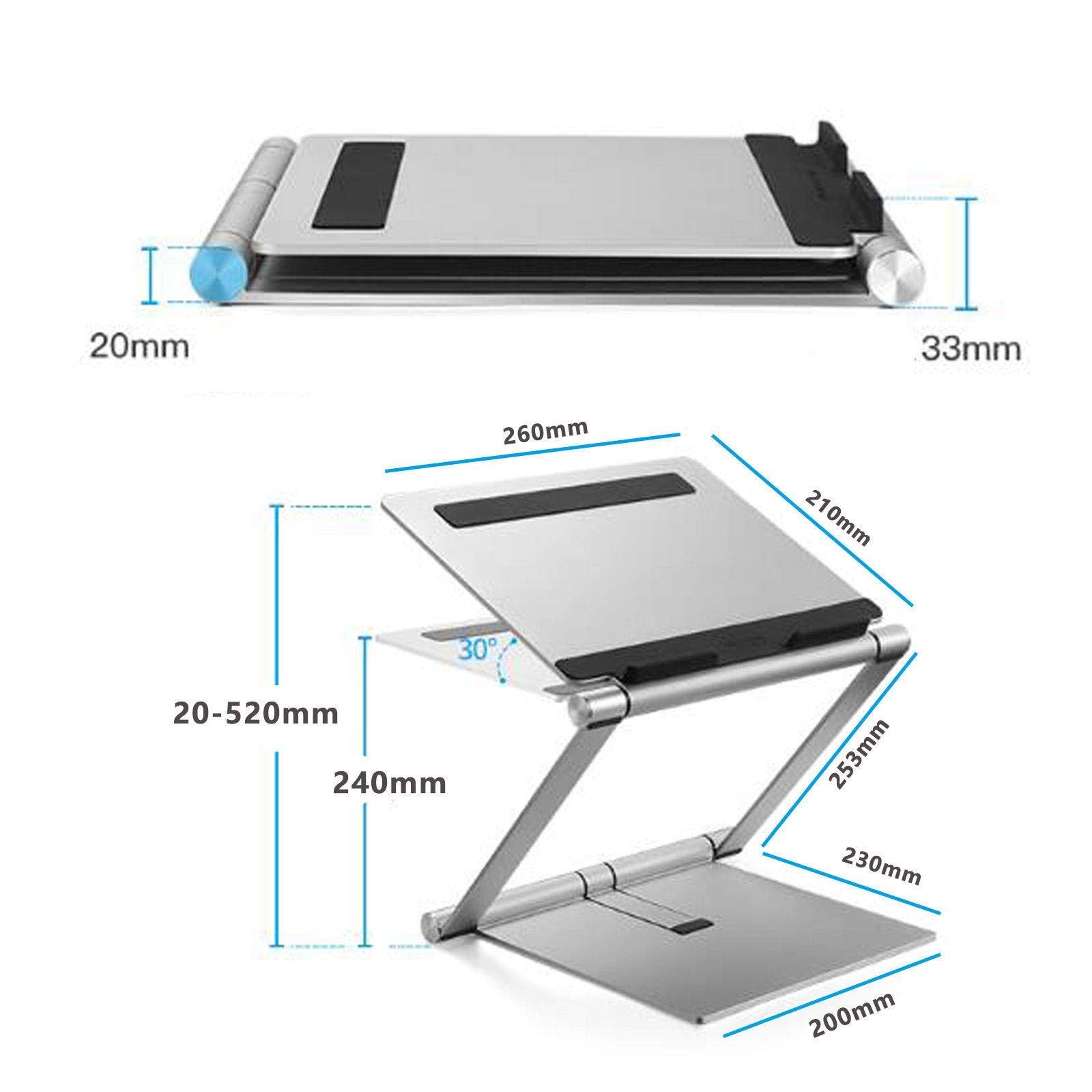 Supporto per Laptop, Supporto per Laptop Supporto per Laptop Multi-Angolo Regolabile in Alluminio Supporto ergonomico Multifunzione Adatto per Laptop da 10-17 Pollici-Argento