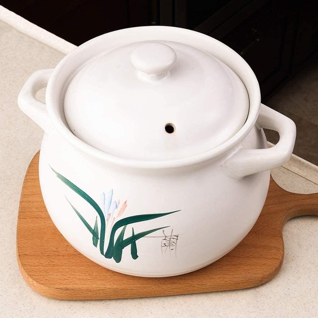 Pentola di Terracotta per Cucinare Mantieni Caldo/Freddo Fino a 4-6 Ore Casseruola isolata Casseruola Rotonda con Rivestimento Antiaderente smaltato in Porcellana Dura (4500 ml)
