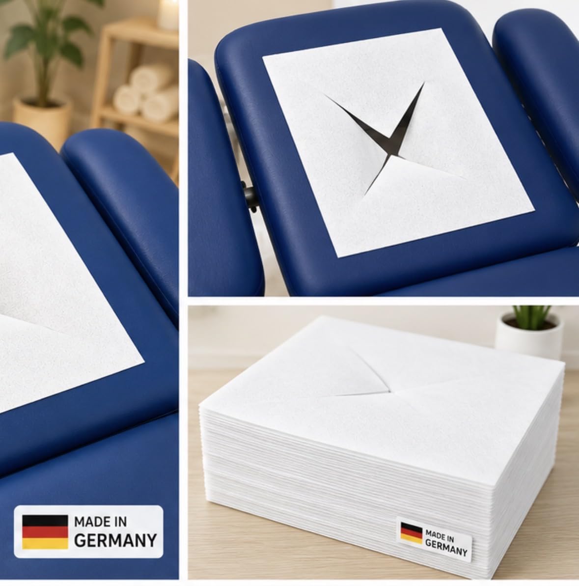 SPARPAKET 1000 Stück Massage-Gesichtsauflage (10x100er Pack) Nasenschlitztücher 300x210mm