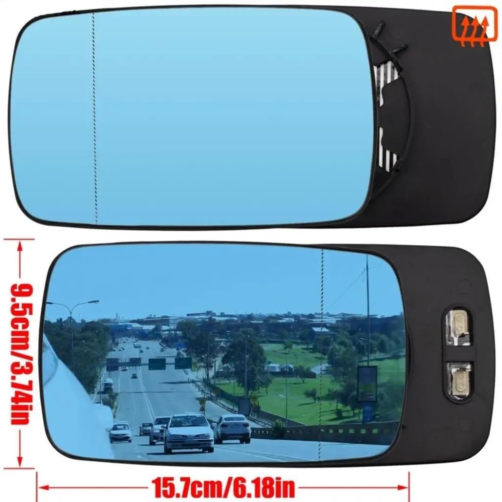 Para 3 Series 5 E39 E46 320i 1997-2005 Izquierdo Derecho Puerta Lado Cristal Espejo Retrovisor Calefactado Azul Vista Trasera(Left Right)