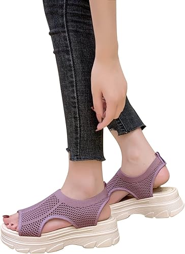 Tenis ortopédicos para mujer, zapatos para caminar de verano, sandalias ortopédicas con soporte de arco (A5-rojo, 7.5)