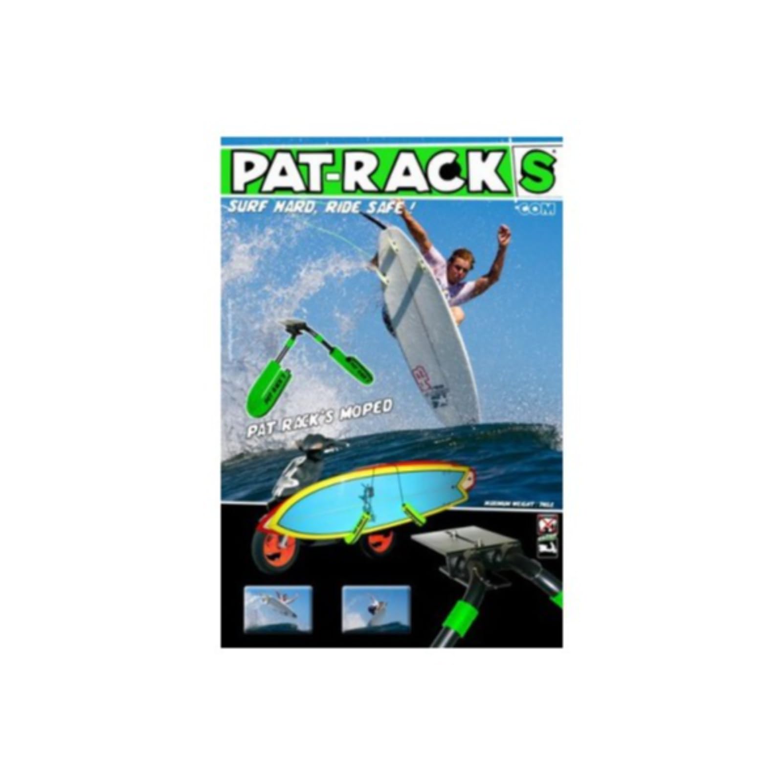 ‍ PAT RACKS Porte-Surf Deluxe Moto/Scooter – Support 2 Bras Rembourrés – Fixation Selle – Shortboard & Bodyboard