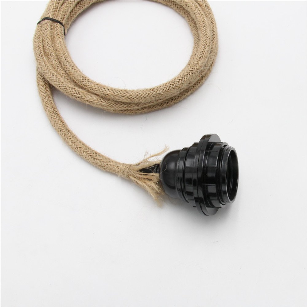 Vintage Cable, Cloth Covered, E27 Lamp Holder 2 Meters Long Balck Lamp Holder 6er-Pack
