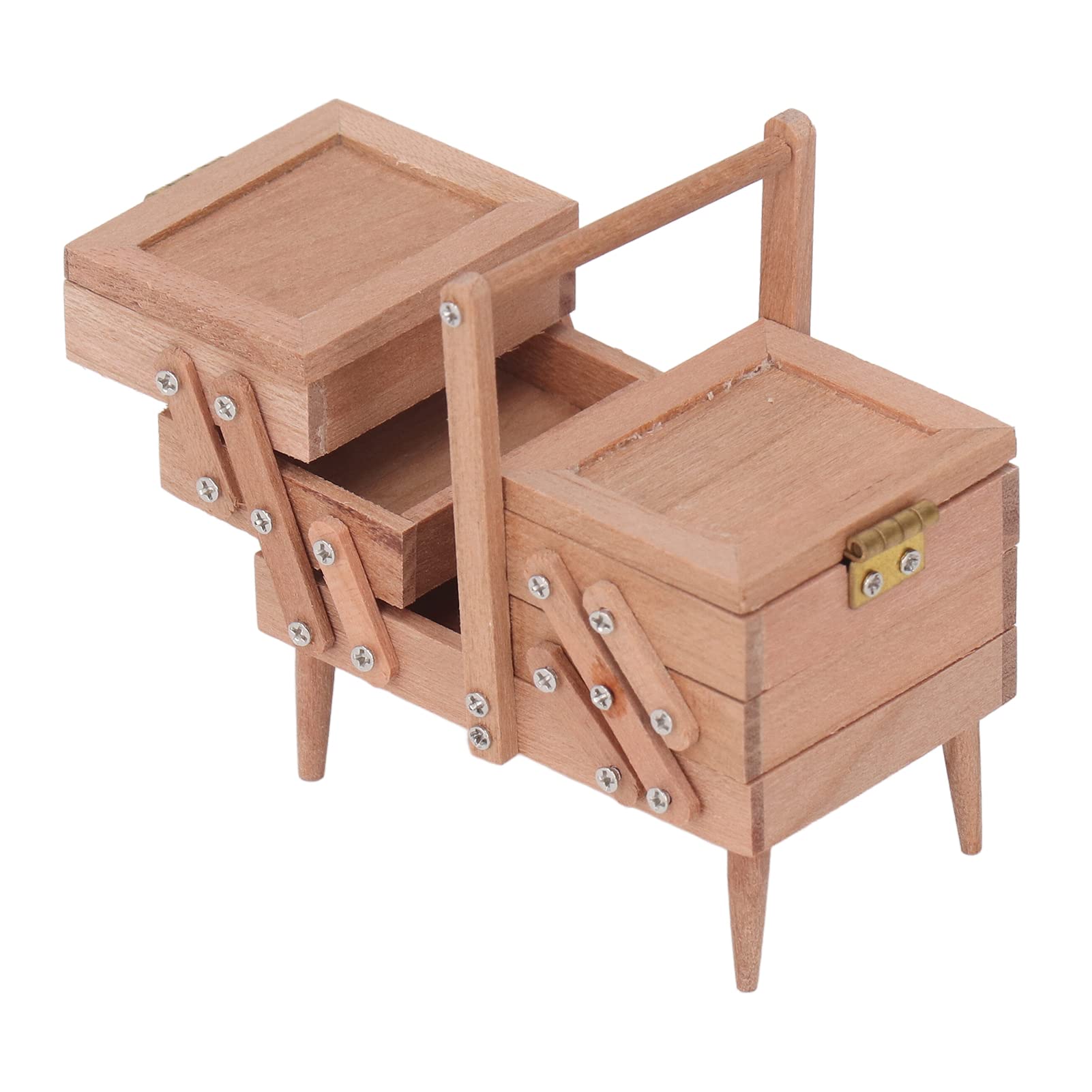 Fdit 1:12 Puppenhaus Nähset Miniatur - Realistische Stoffschere, Maßband & Korb Aus Holz