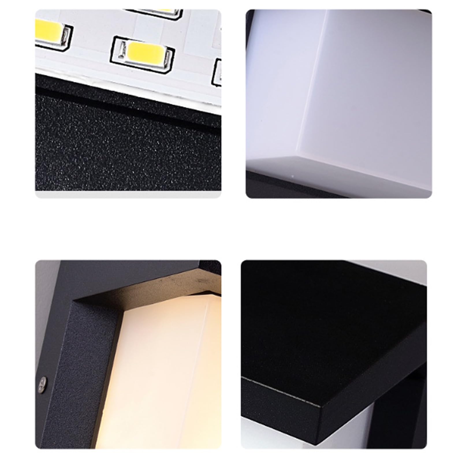 Applique da Esterno a LED Nere, Impermeabili IP65, con sensore di Movimento, Forma Rettangolare Moderna, Ideale per Esterni/Interni, Garage, recinzioni, terrazze e balconi (A, Luce Bianca).