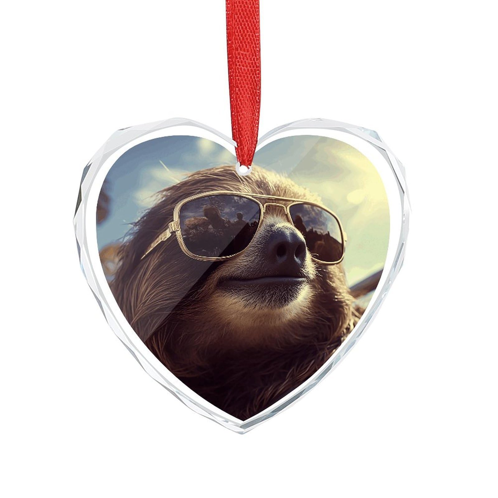 Wsoihfec Style Sloth With Sunglasses Engagement Gifts For Couples, Glass Ornaments Just Married Bridal Shower Decor, Heart Keepsake Decor For Bride & Groom