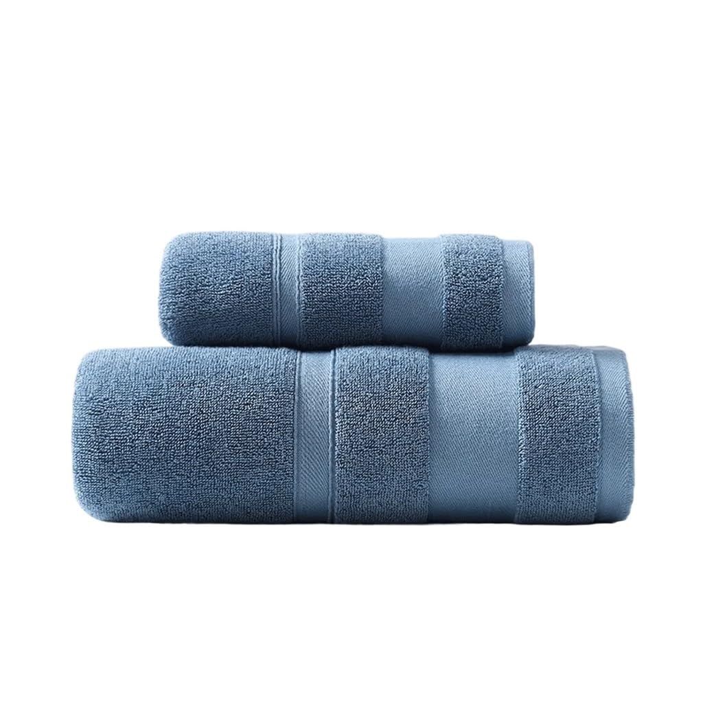 Toalla de mano y baño de algodón en juego combinado azul y blanco
