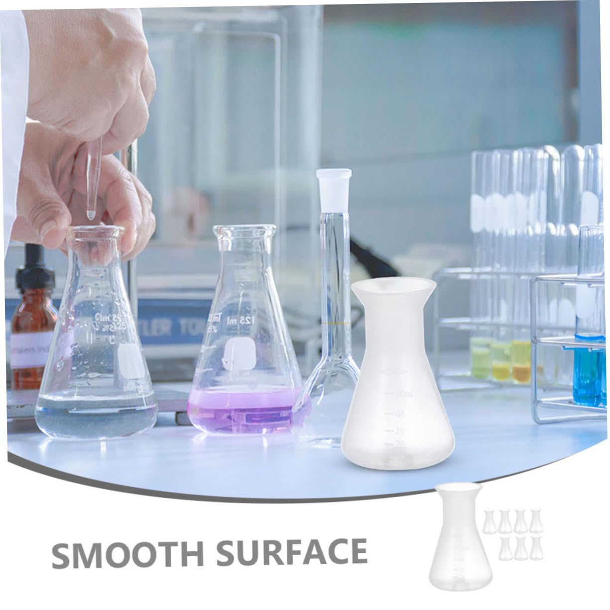 SOLUSTRE 40piezas Conjunto De Frascos De Laboratorio De Erlenmeyer De Frascos Cónicos Reutilizables Para Experimentos Científicos El Laboratorio Diseño De Cuello Estrecho Medición