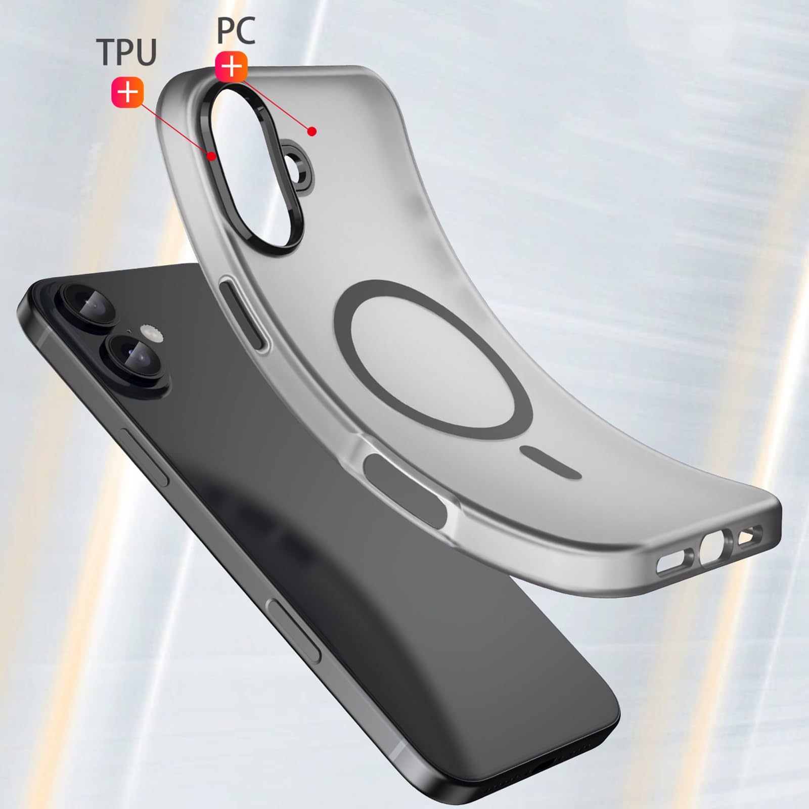 Magnetica Cover per iPhone 16 PRO Max/16 Pro/16 Plus/16, Trasparente Custodia, Morbido e Flessibile Antiurto Ricarica Wireless Copertura,Bianca,16 PRO Max