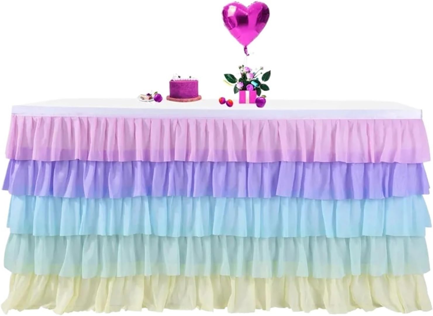 Party Table Skirt， Table Skirt Birthday Party Tutu Table Skirt Wedding Decoration Table Surround Deco Table for Wedding, Birthday, Party, Bar, Prom(Color2,273cmX77cm)