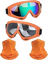 Vista 8 de Gafas de motocicleta, paquete de 2 unidades, para motocross, ATV, motocross, senderismo, protección con 2 unidades de máscara bandana transpirable