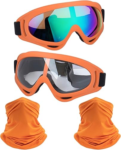 Miniatura 9 de LJDJ Gafas de motocicleta, paquete de 2 unidades, para motocross, ATV, motocross, senderismo, protección con 2 unidades de máscara bandana