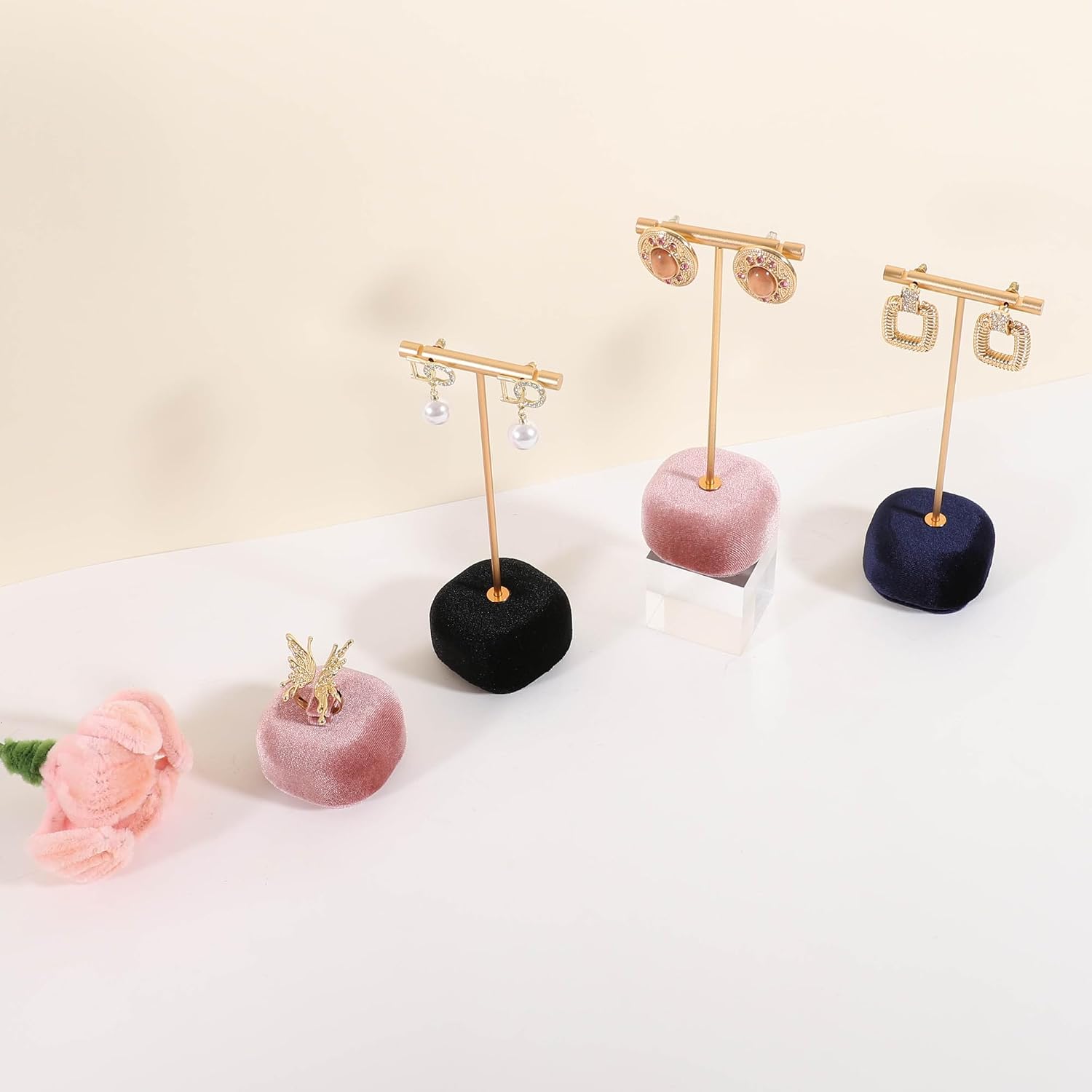 Velvet Earring T Bar Stand Jewelry Display, Earring Display Holder for Selling, Jewelry Storage Organizer【Black】