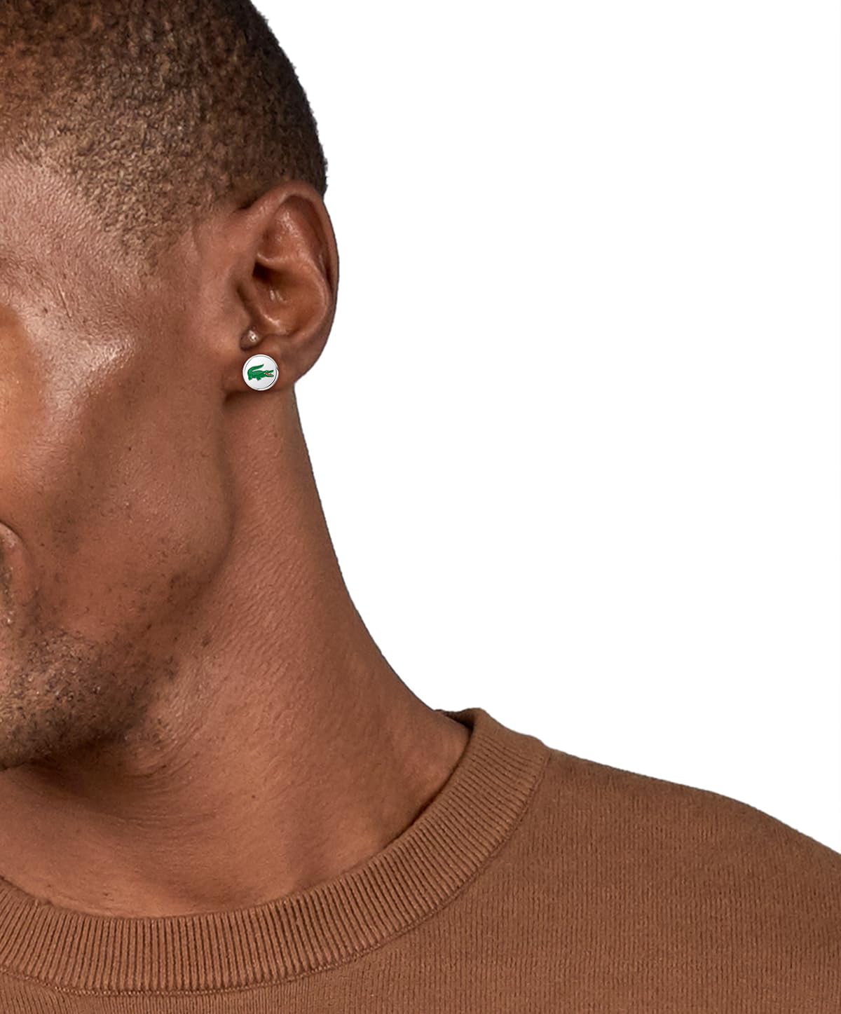 Lacoste Orecchini a Perno da Uomo Collezione ARTHOR in Acciaio Inossidabile con Coccodrillo Lacoste in Smalto Verde - Disponibile in Argento o Oro