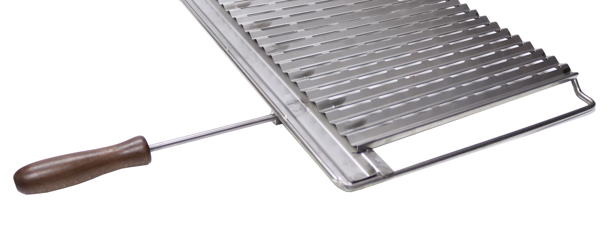 FONDERIA BONGIOVANNI | Graticola per Camino | Graticola per Barbecue | in Acciaio Aisi304 Inox 18/10 | Griglia Inox per Barbecue con Recupero Oli | 84x40 cm