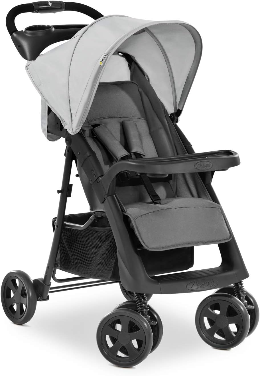 Hauck Shopper Neo 2 Pushchair, Grey - Lightweight Travel Stroller (only 7.9kg), Compact & One Hand Folding, with Raincover