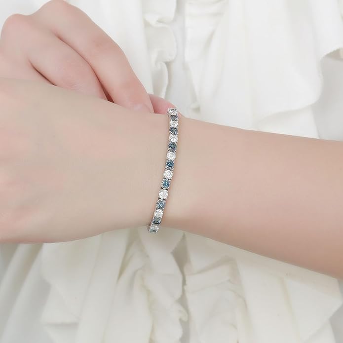 Amazon | LOEXZAH ブルー ホワイト レディース モアッサナイト テニス