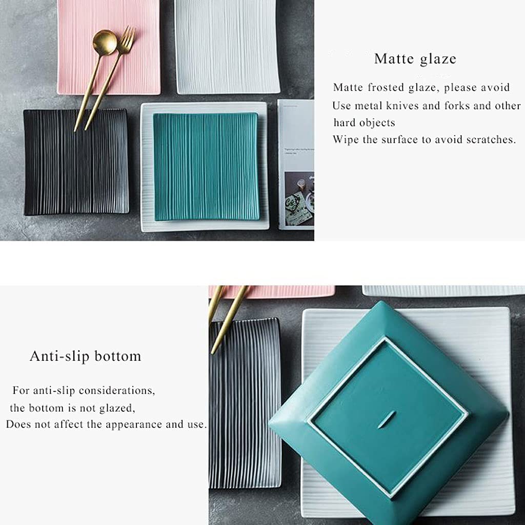 Płyty naczyń 2-częściowe płyty obiadowe 8 cali Ceramic Square Sushi Dishes do Sałatka Stek Makaron i przystawkę serwowania Plates Restauracja, Kolacja rodzinna i impreza .Domowa płyta jadalna