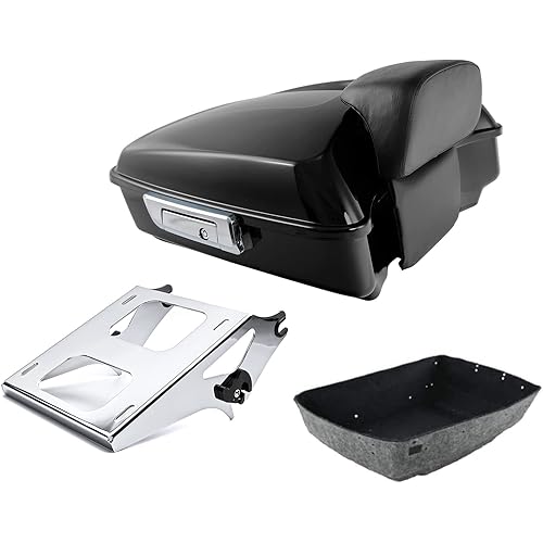 TCT-MOTORPARTS Chopped Tour Pack Backrest Pad Chrome Mount Bracket Fit for 2014-2023 Harley Touring CVO Road Glide Street Glide Special Road King Electra Glide