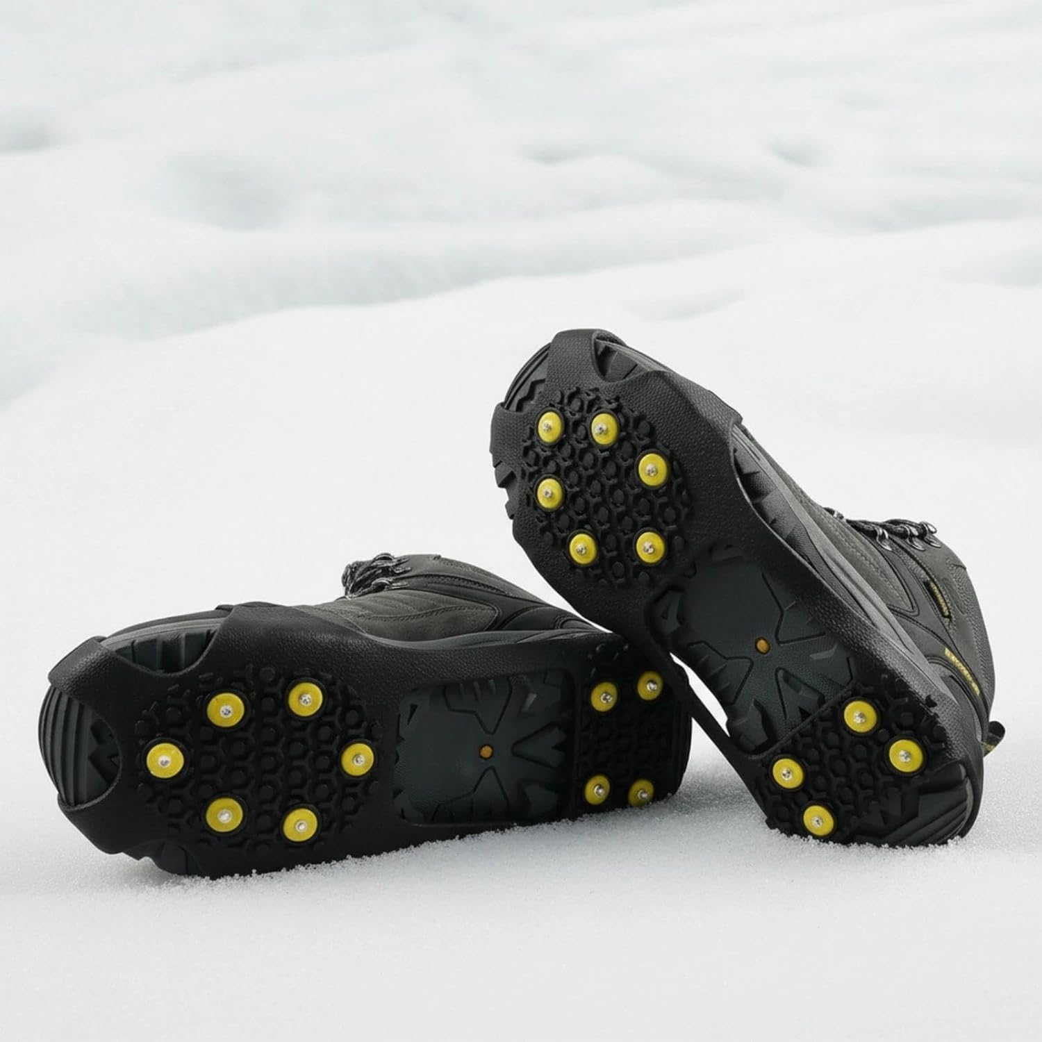 1 Pair of 10-Tooth Cleats, Anti-Slip Ice Snow Traction Spikes, Lightweight TPE Climbing Shoes Grips, Secure Cleat Covers for Hiking Boots on Ice (Size S)