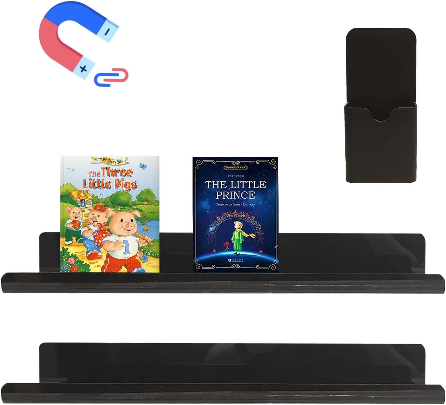 2 Sets Book Shelf for Whiteboard,Acrylic Book Display Shelf