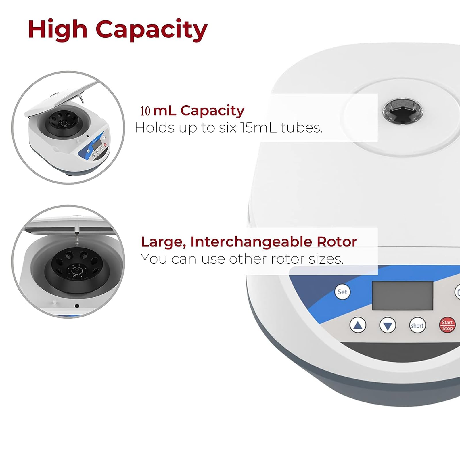 ERICAT Centrifuga da Banco da Laboratorio, Centrifuga Elettrica con Schermo LCD, Controllo a Bassa velocità 500-5000 Giri/min (Massimo 3074xg), velocità Regolabile E Bassa Rumorosità, per Chimica