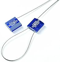 Vista 1 de 100 sellos de cable de acero azul con código de barras, sellos numerados para camiones de alta seguridad, lazos de seguridad autobloqueantes