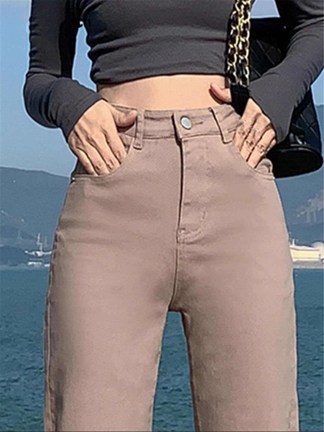 Ownwfeat Jeans Skinny Mujer Rectos Talle Alto