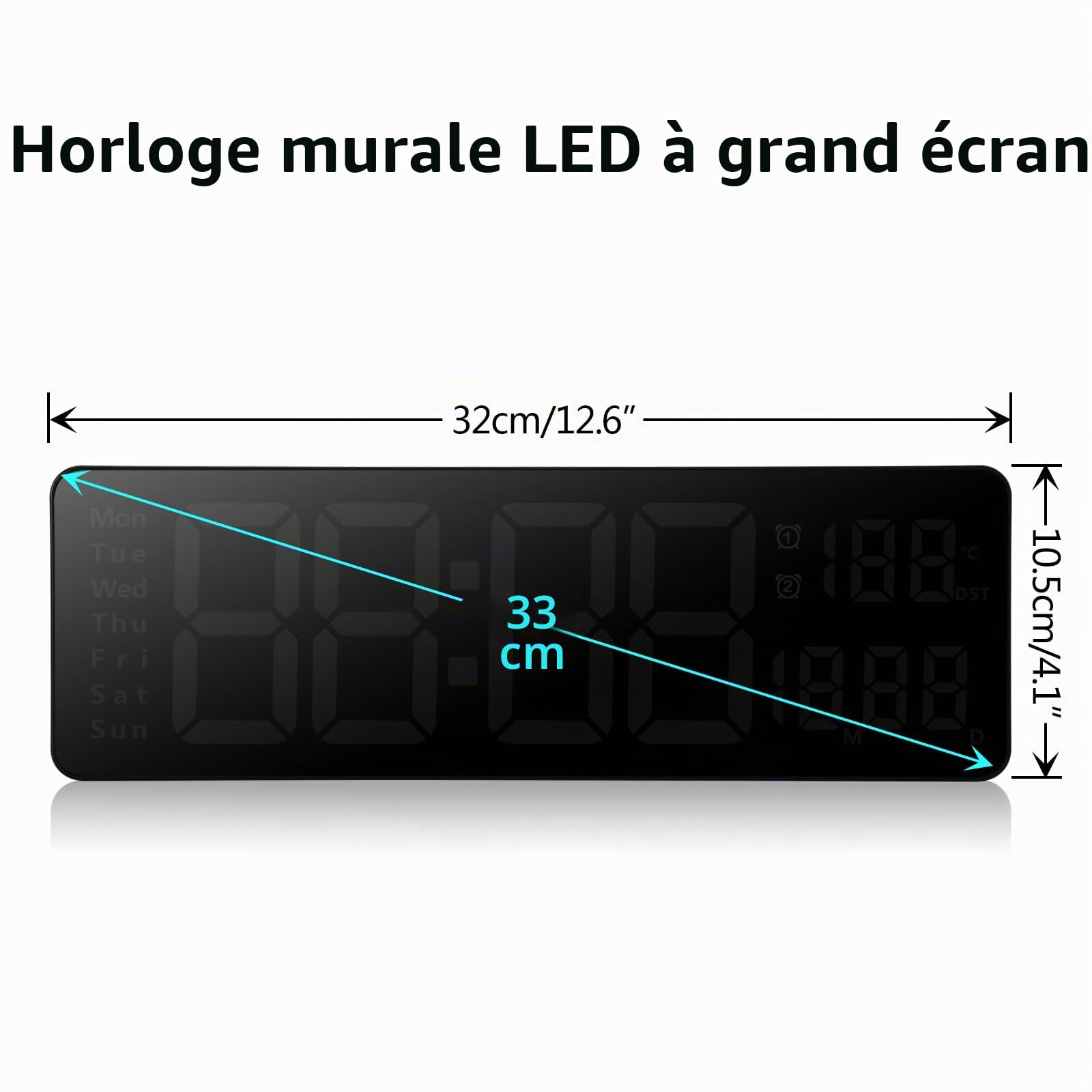 Fuloon Horloge Murale Numérique LED avec Télécommande Positif Compte à Rebours Luminosité Réglable Pendules Murales pour Salon Cuisine Bureau Gymnase (13 Pouces, Bleu)