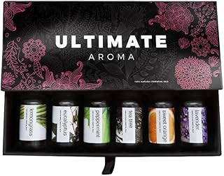 Essential Oils by Ultimate Aroma 100% Pure Therapeutic Grade Oils kit- Top 6 Aromatherapy Oils Gift Set-6 10ML(Eucalyptus, Lavender, Lemon Grass, Orange, Peppermint, Tea Tree)