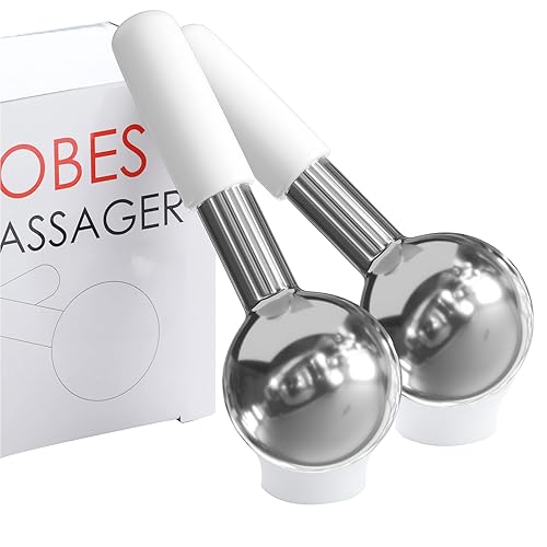 Unbreakable Stainless Steel Ice Globes for Facials, Cooling Roller for Face, Neck & Eyes, Cryo Sticks for Skin Care, Targets Dark Circles, Puffiness, Wrinkles, and Collagen Productions, White - Stainless Steel