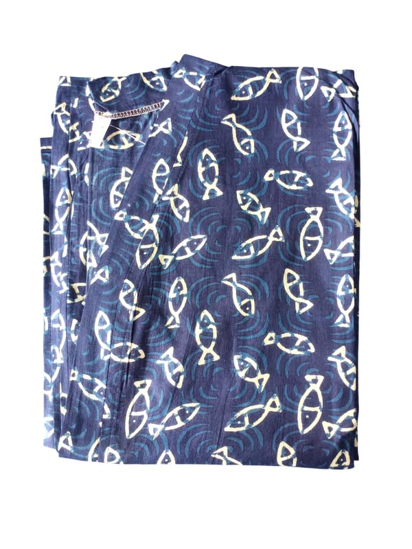 Image of MENMAII Robe[FS] - Full Open Multipurpose Bathrobe -a Kind of Adaptive Clothing with Pocket for Women |Calf Length(CAM IND Fish FS CL)