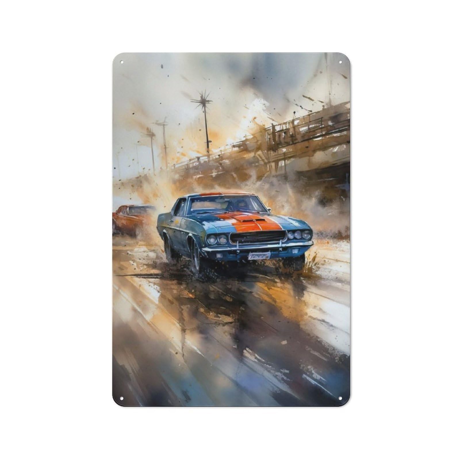 Junmoney Racing Metal Sign 30X20cm With For Hallway Wall, Vintage Decor, For Garage, Workshop And Man Cave Decoration