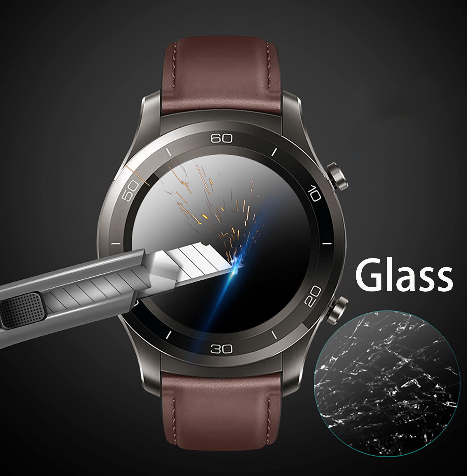 GIOPUEY Protection Écran Pour Amazfit T-Rex Pro, [3 Packs] Verre Trempé Film Protection En écran Protecteur [Anti-Rayures] [Anti-Bulle] Ultra-Mince