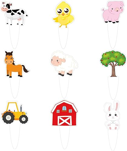 Miniatura 7 de 36 adornos para cupcakes de granja grandes, decoración de primavera de Pascua para temática de granja, suministros de recuerdos de fiesta de
