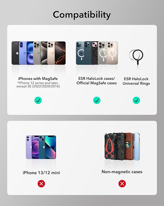 ESR MagSafe Pénztárca - Geo iPhone Kártyatartó Find My Funkcióval, Erős Mágnessel, Állvánnyal iPhone 16/15/14/13/12 Készülékekhez, Fekete