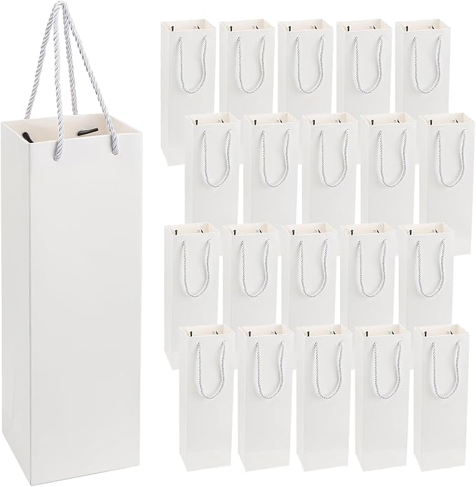 Flaschentüten, 20 Stück Kraft-Wein-Geschenktüten mit Griff, Recycelbar, für Wein, Champagner, Hochzeit, Geburtstag Flaschentüten, 20 Stück Kraft-Wein-Geschenktüten mit Griff, Recycelbar, für Wein, Champagner, Hochzeit, Geburtstag