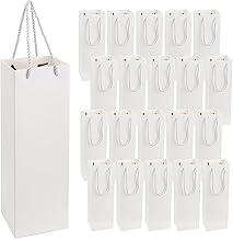 20 x Kraft Paper Wine Bottle Gift Bags with Handles for Christmas, Parties, Birthdays, Weddings, Kraft Paper, white, Luggage Organizer