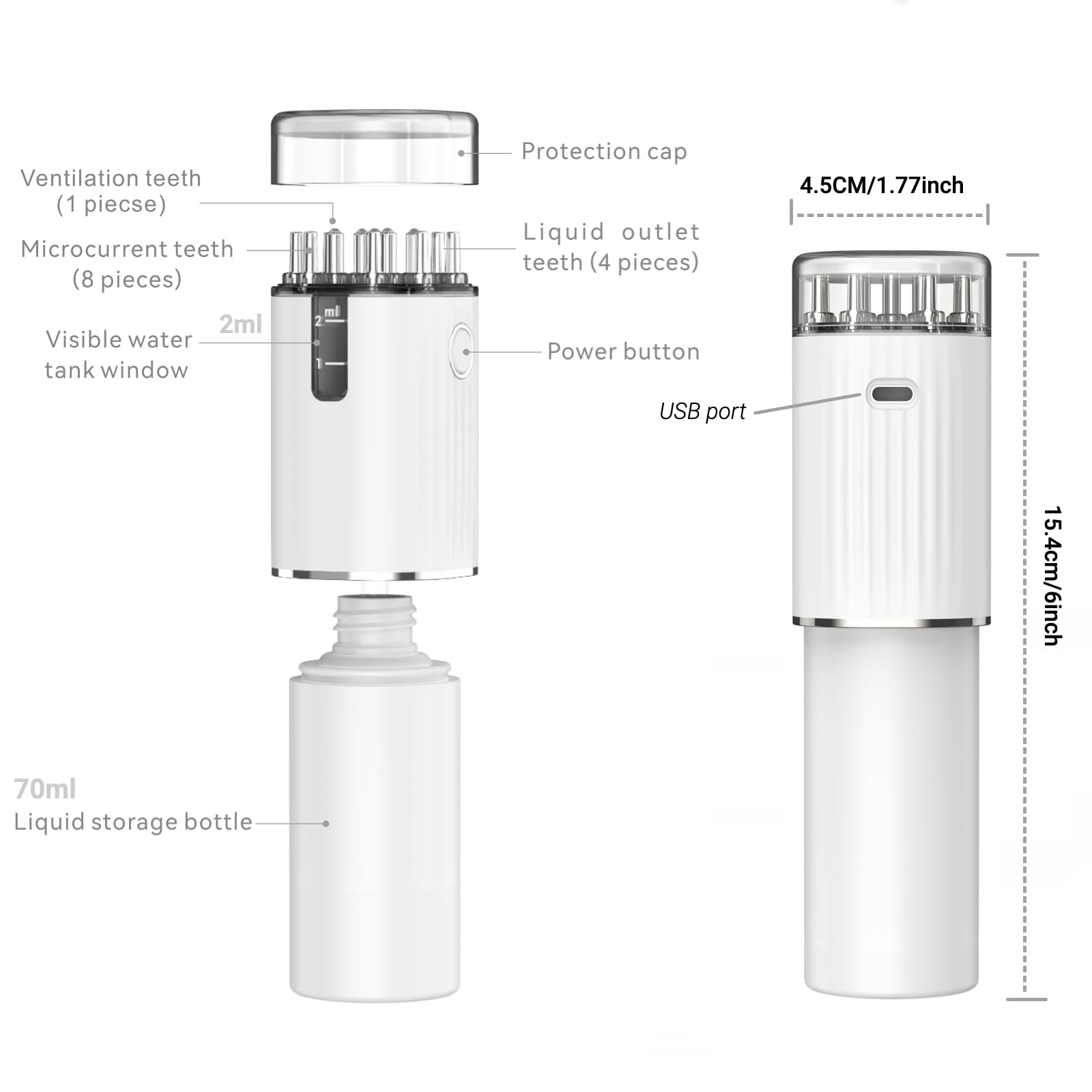 Masażer skóry głowy 2 w 1 i aplikator do olejku do włosów – 3 tryby wibracji, butelka 70 ml i precyzyjny dozownik 2 ml, ładowanie przez USB-C,terapia światłem czerwonym – prezent dla kobiet i mężczyz