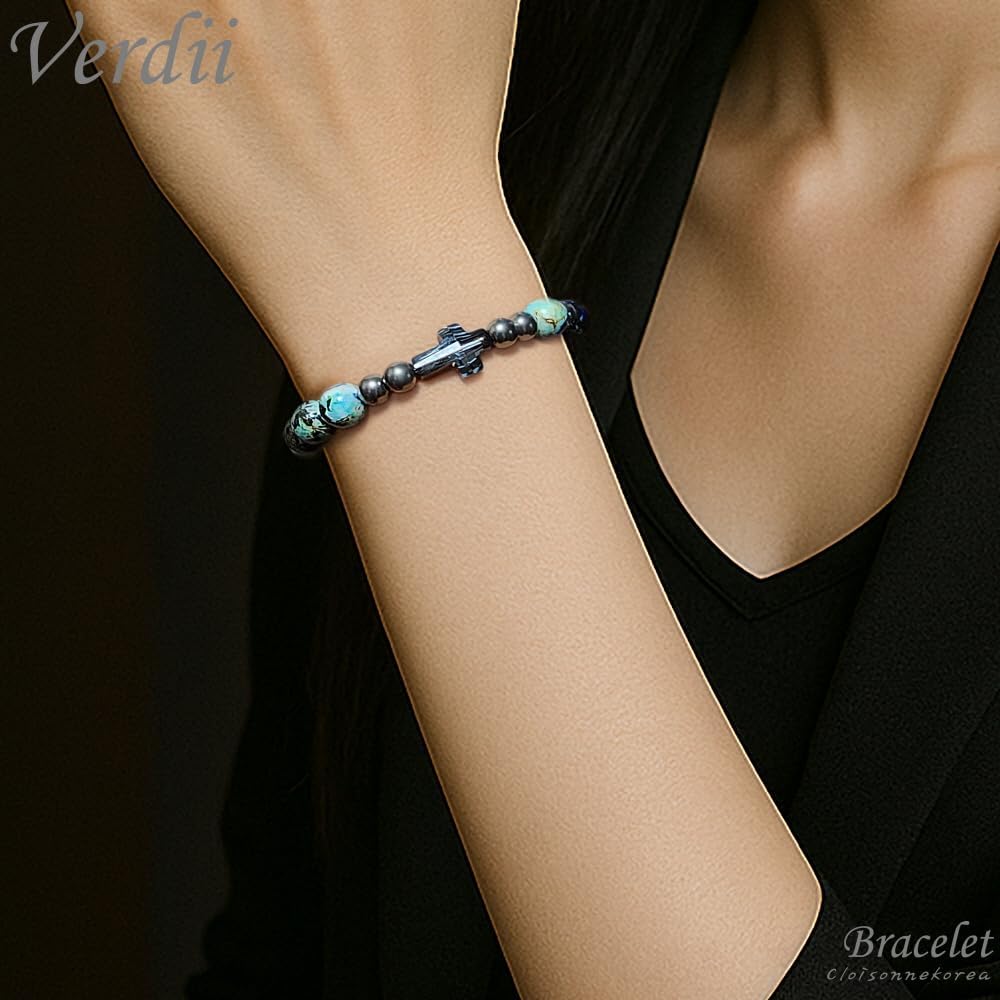 Rosary Bracelet – The Sacred Rhythm of Barite, Titanium, and Crystal Cross, Handmade at CéK Studio Verdii 1734BM