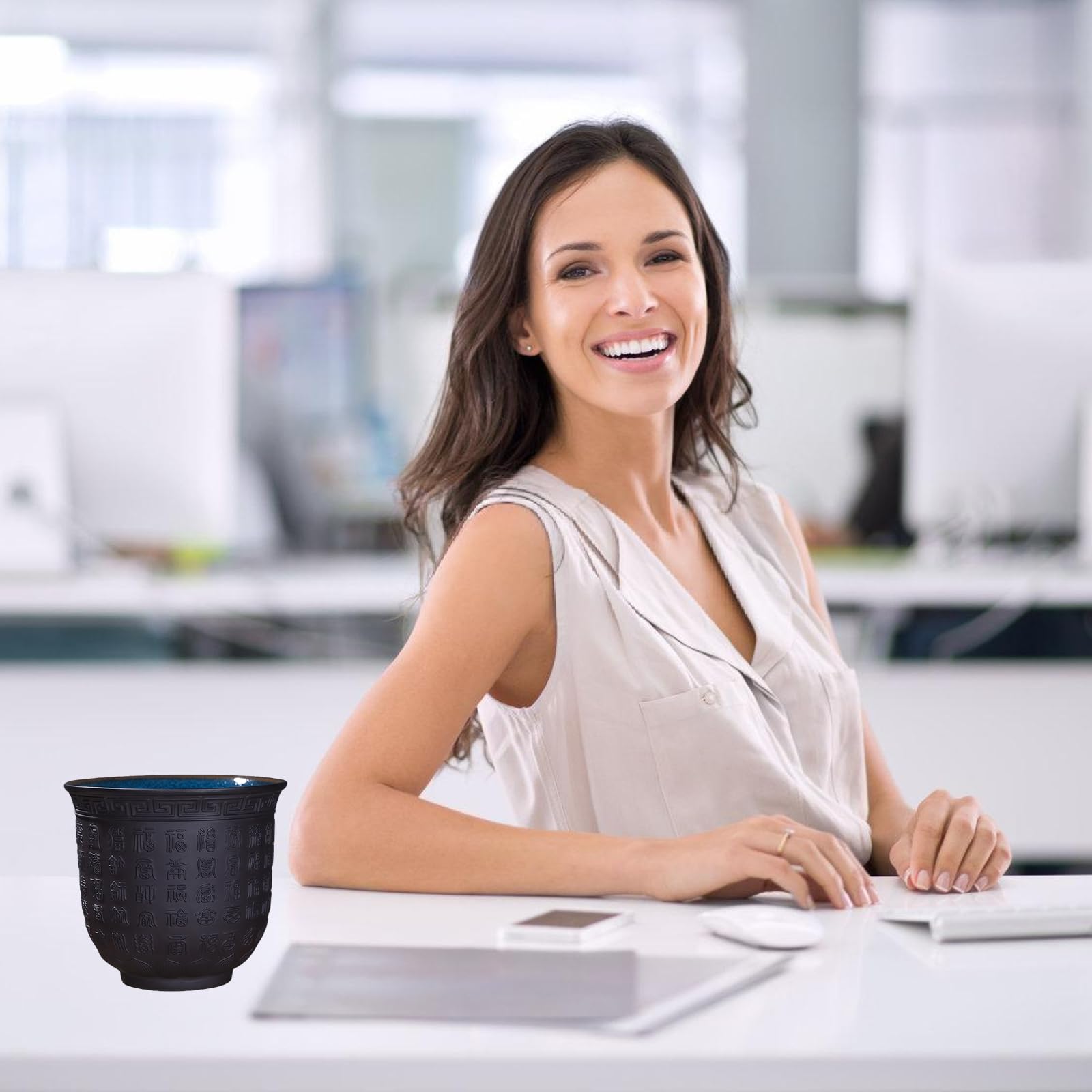 Japanische Teetasse 4er Set, Violette Sandbecher Buddhistische Herz-Sutra Muster Kleine, Tasse Teetassenset Ohne Henkel Für Zuhause, Geschenke, Büro, Sake Cups Teetassen